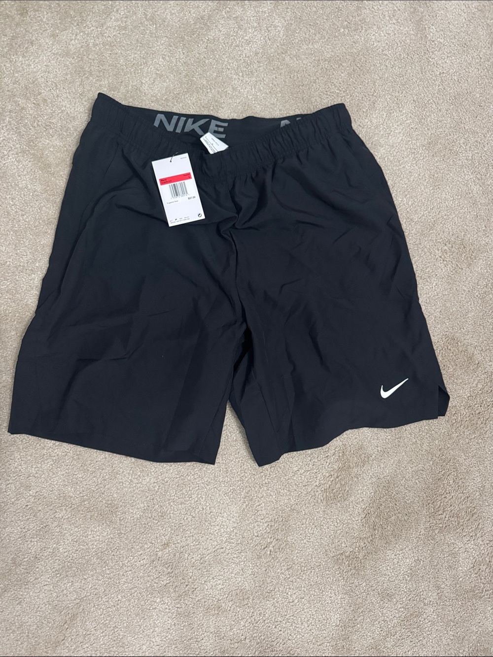 Nike Men’s Black Athletic Shorts with White Swoosh